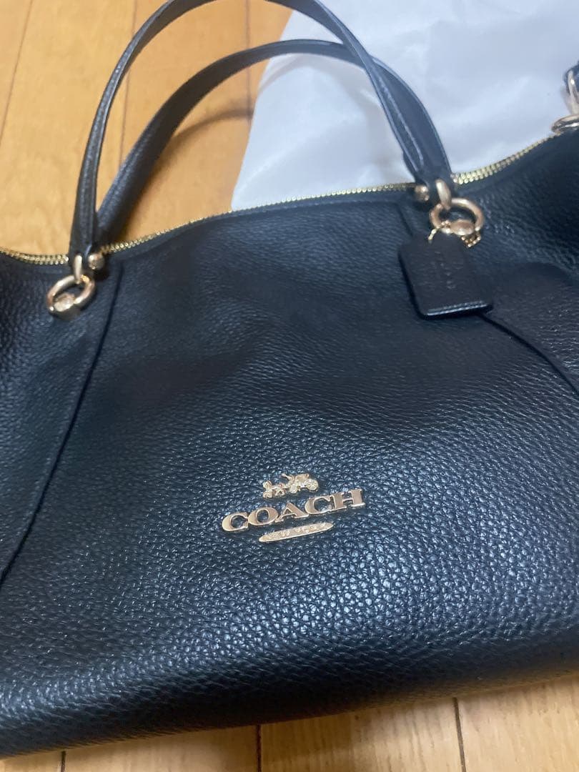 COACH ブラック レザー ハンドバッグ ショルダーバッグ