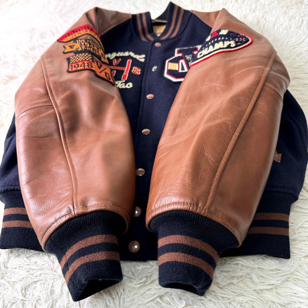 激レア】VAN JACKET スタジャン 紺×茶 袖レザー L - メルカリ