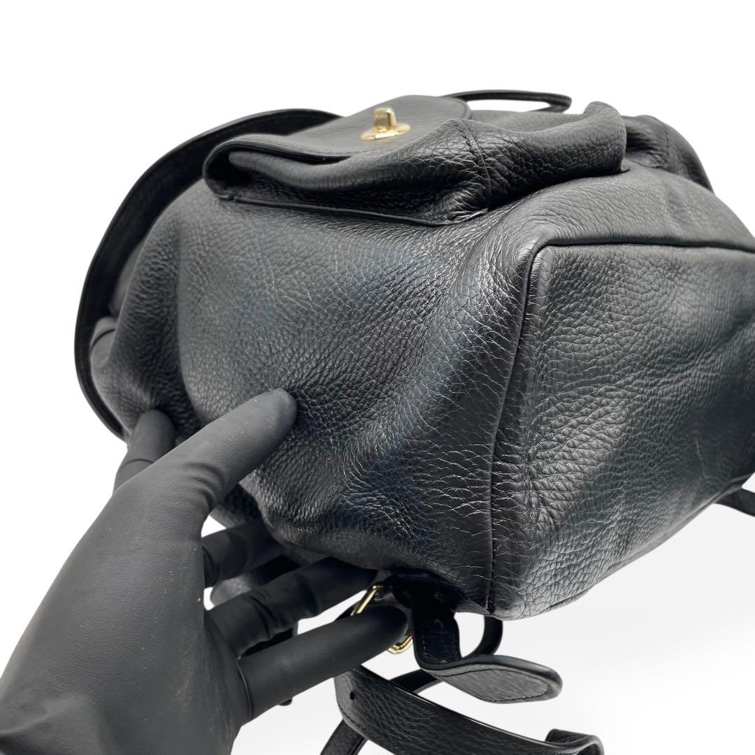 極美品　COACH コーチ　リュック　バックパック　レザー　ブラック　シボ革
