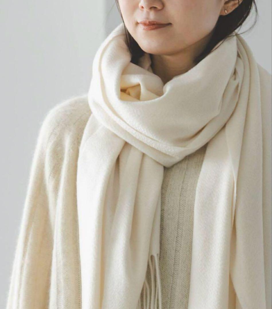 NOBLE/ノーブル　カシミヤストール　オフホワイト