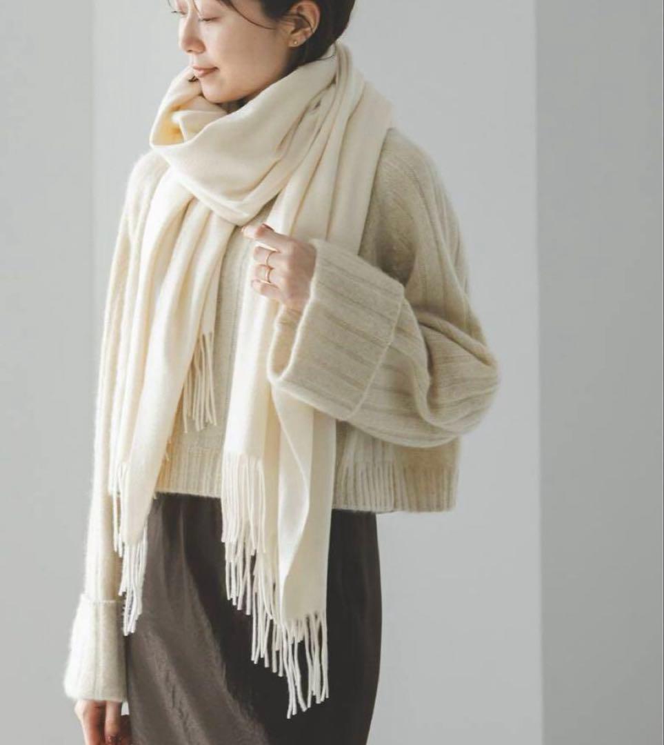 NOBLE/ノーブル　カシミヤストール　オフホワイト
