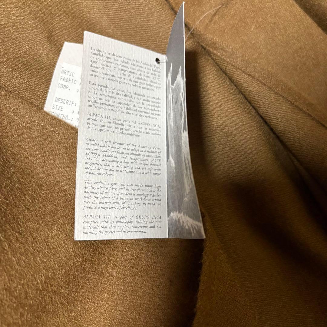 極希少　美品　ベビーアルパカ100% ケープ　ブラウン　タグ付き　和訳
