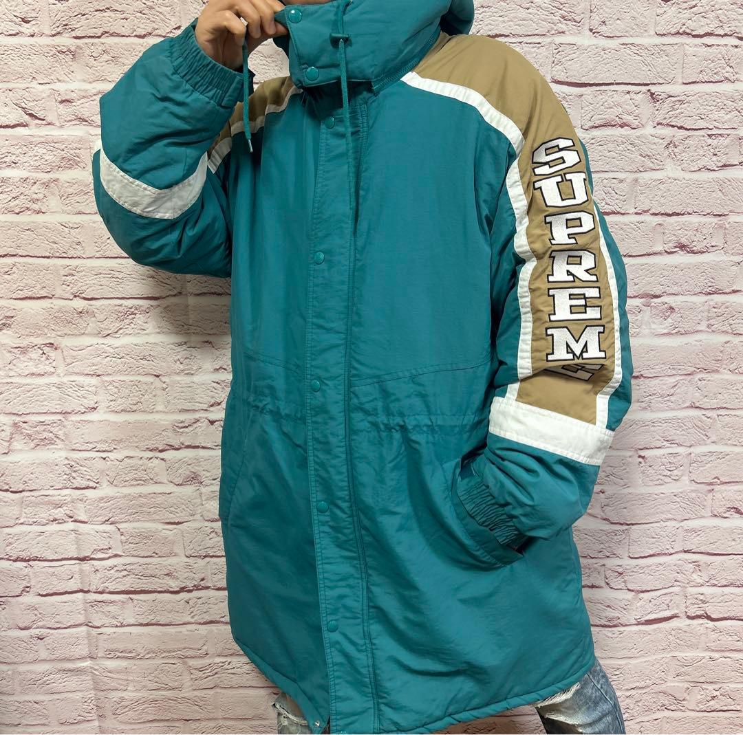 【☆最高傑作☆】Supreme ダウンジャケット XL 水色 腕ロゴ 超激レア