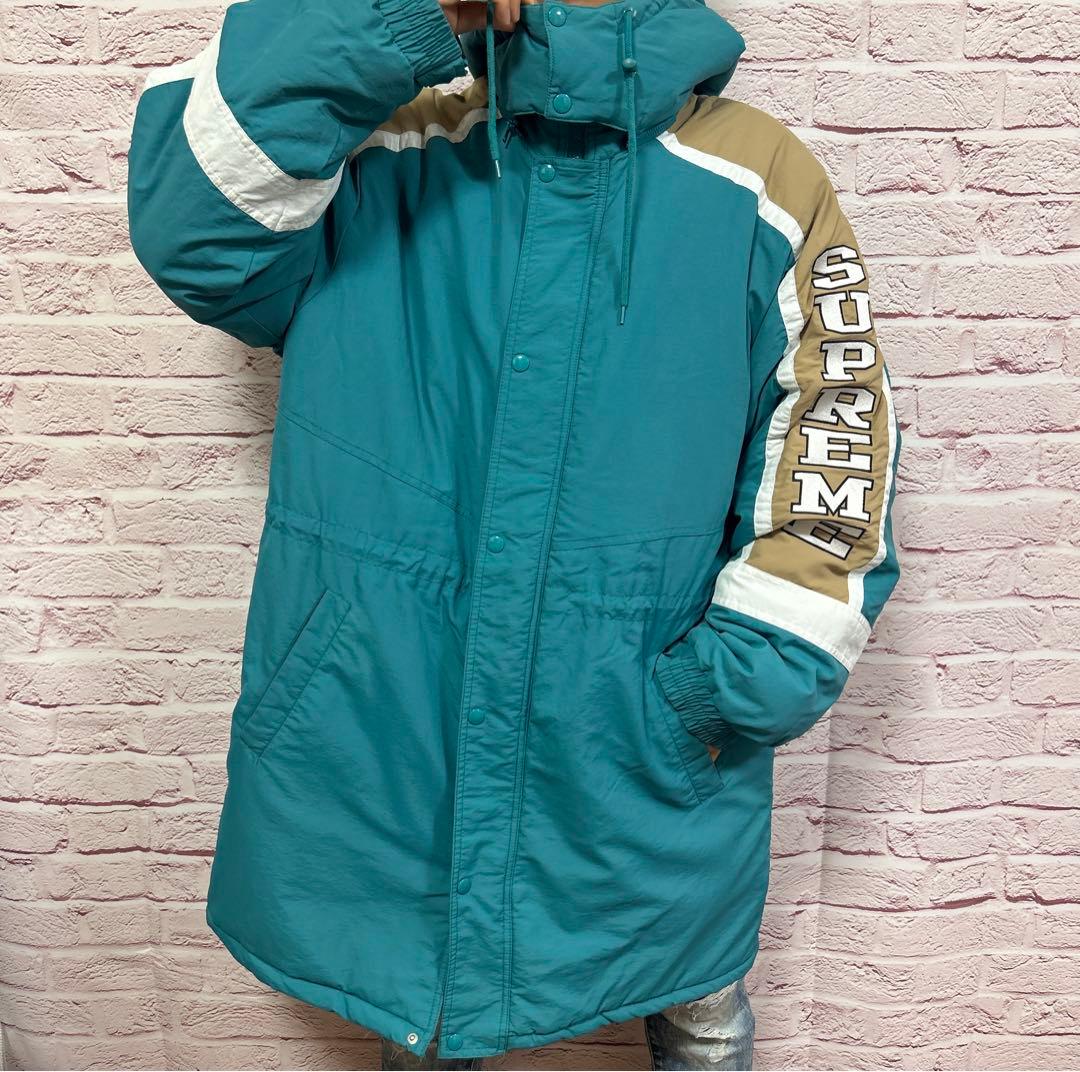 【☆最高傑作☆】Supreme ダウンジャケット XL 水色 腕ロゴ 超激レア
