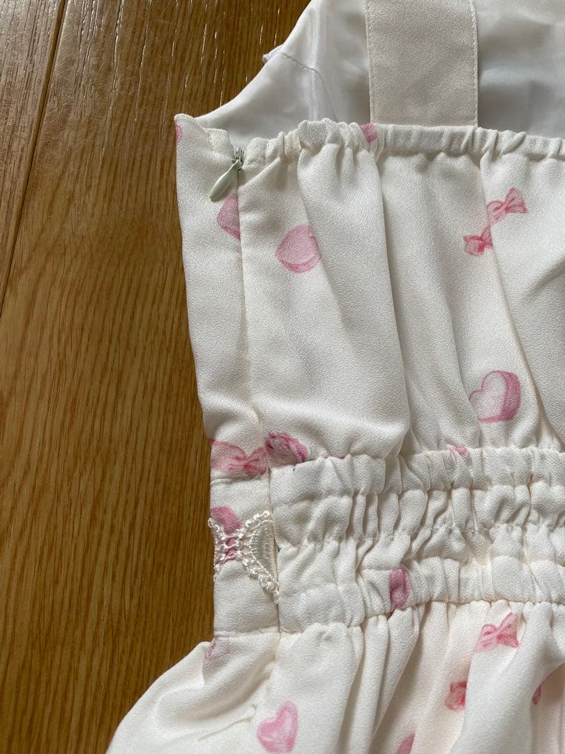 LIZLISA こねこのキャンディワゴン柄ジャンスカワンピース ホワイト