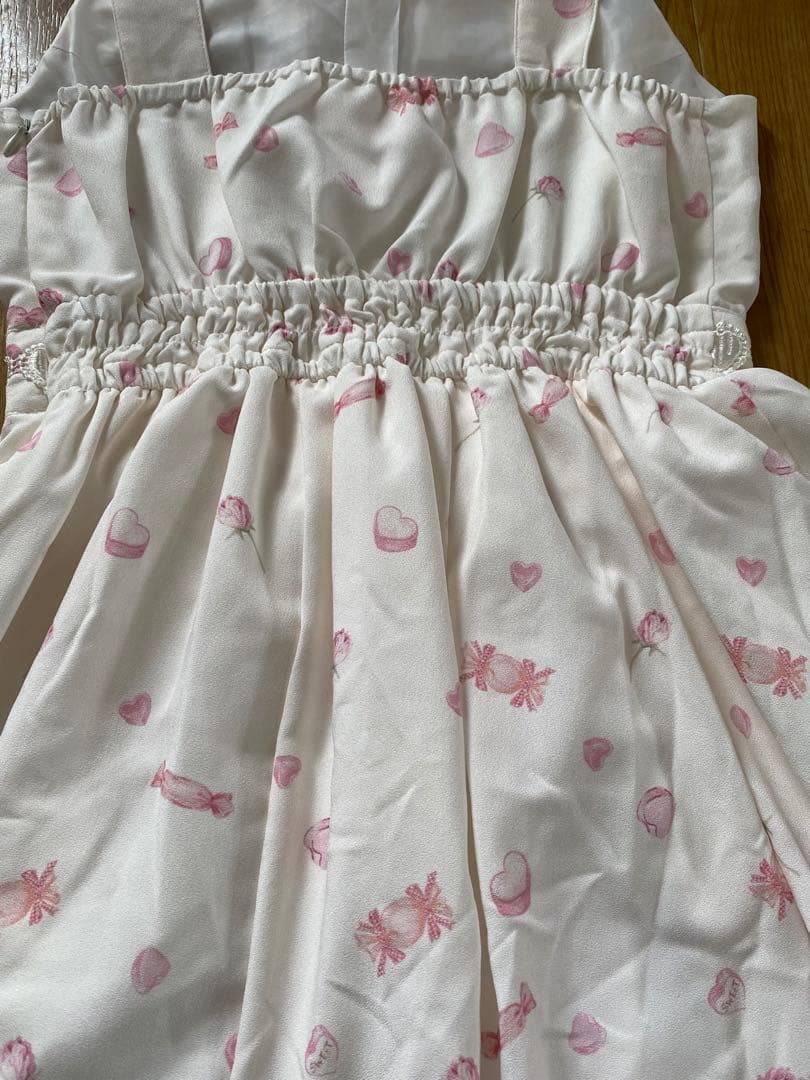 LIZLISA こねこのキャンディワゴン柄ジャンスカワンピース ホワイト