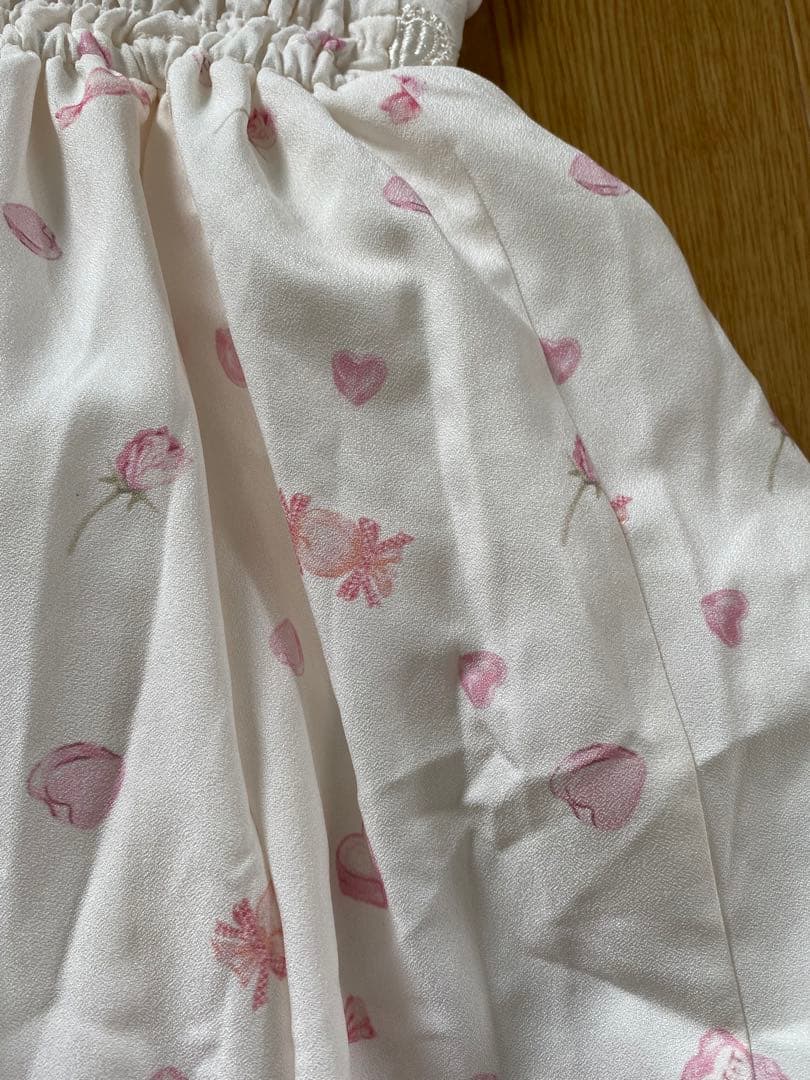 LIZLISA こねこのキャンディワゴン柄ジャンスカワンピース ホワイト