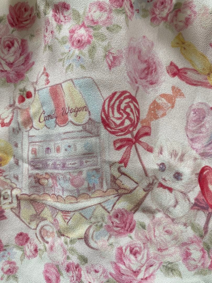 LIZLISA こねこのキャンディワゴン柄ジャンスカワンピース ホワイト