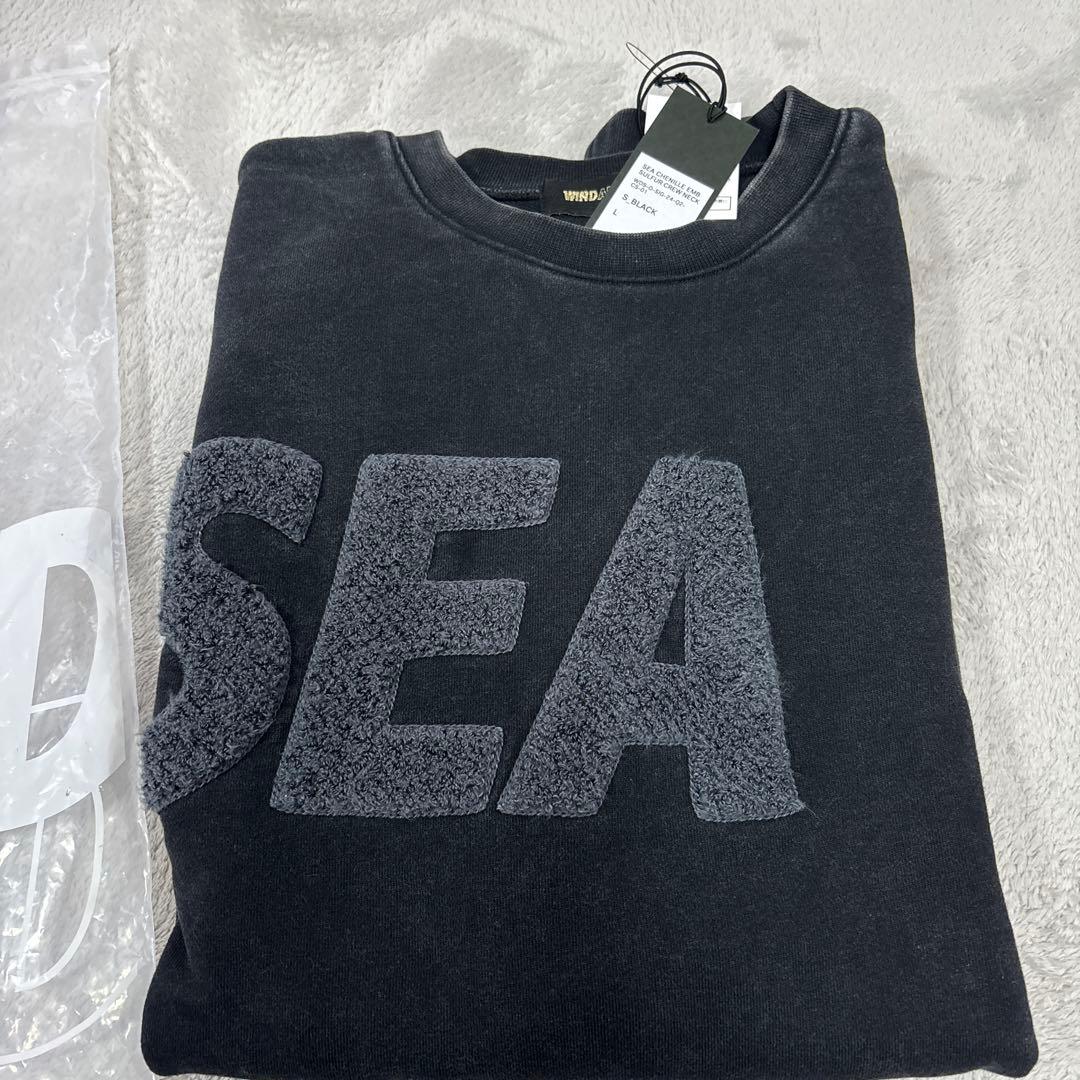 新品WINDANDSEAウィンダンシービッグロゴスウェット黒キムタク木村拓哉