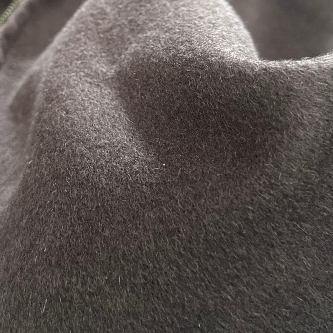 美品 ポンチョ風トリミングコートチャコール カジュアル大人カラー ファーコート