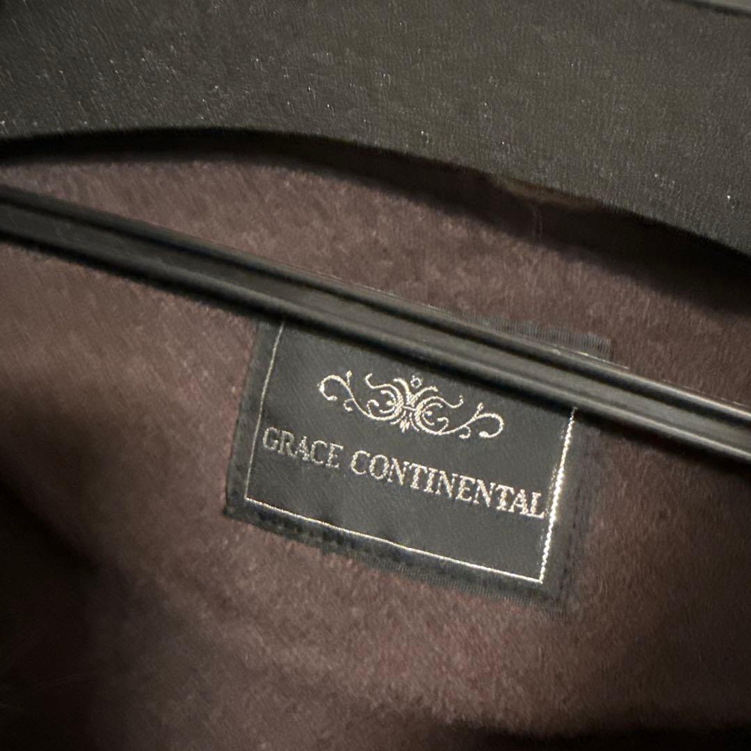 美品 ポンチョ風トリミングコートチャコール カジュアル大人カラー ファーコート