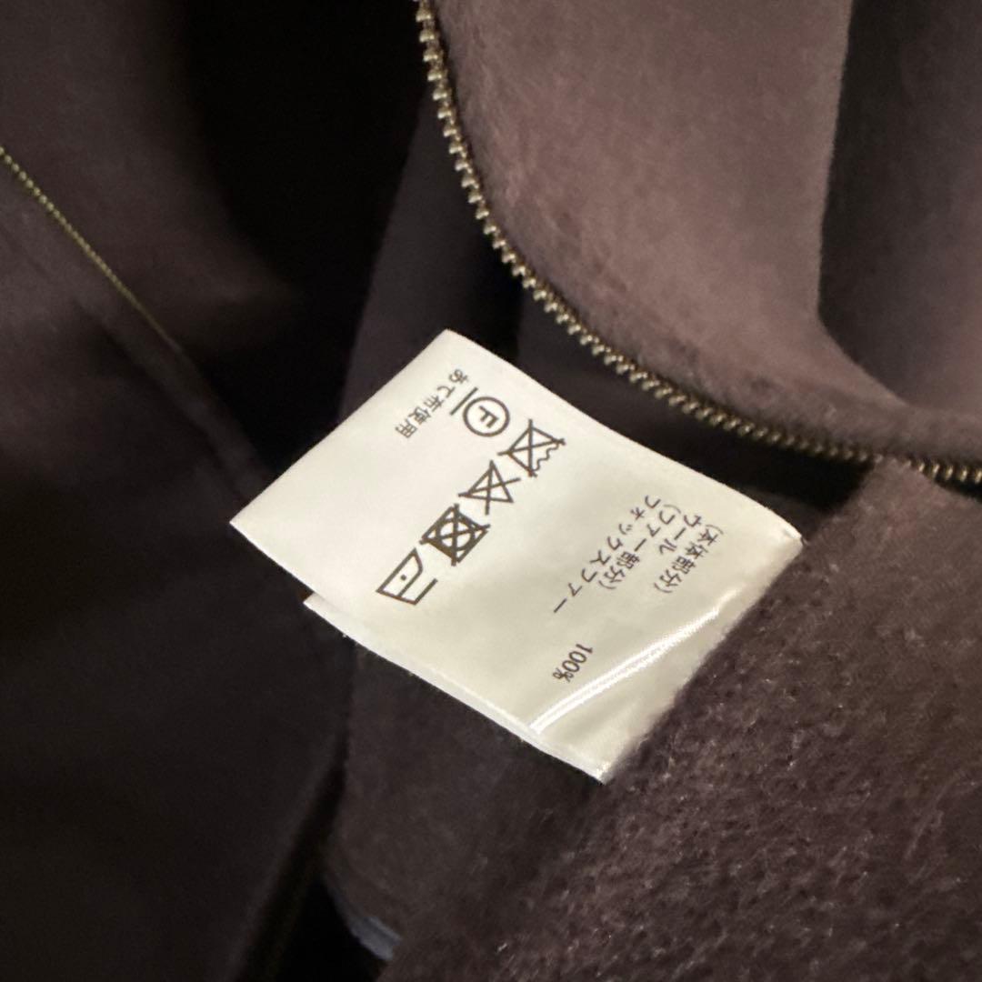 美品 ポンチョ風トリミングコートチャコール カジュアル大人カラー ファーコート