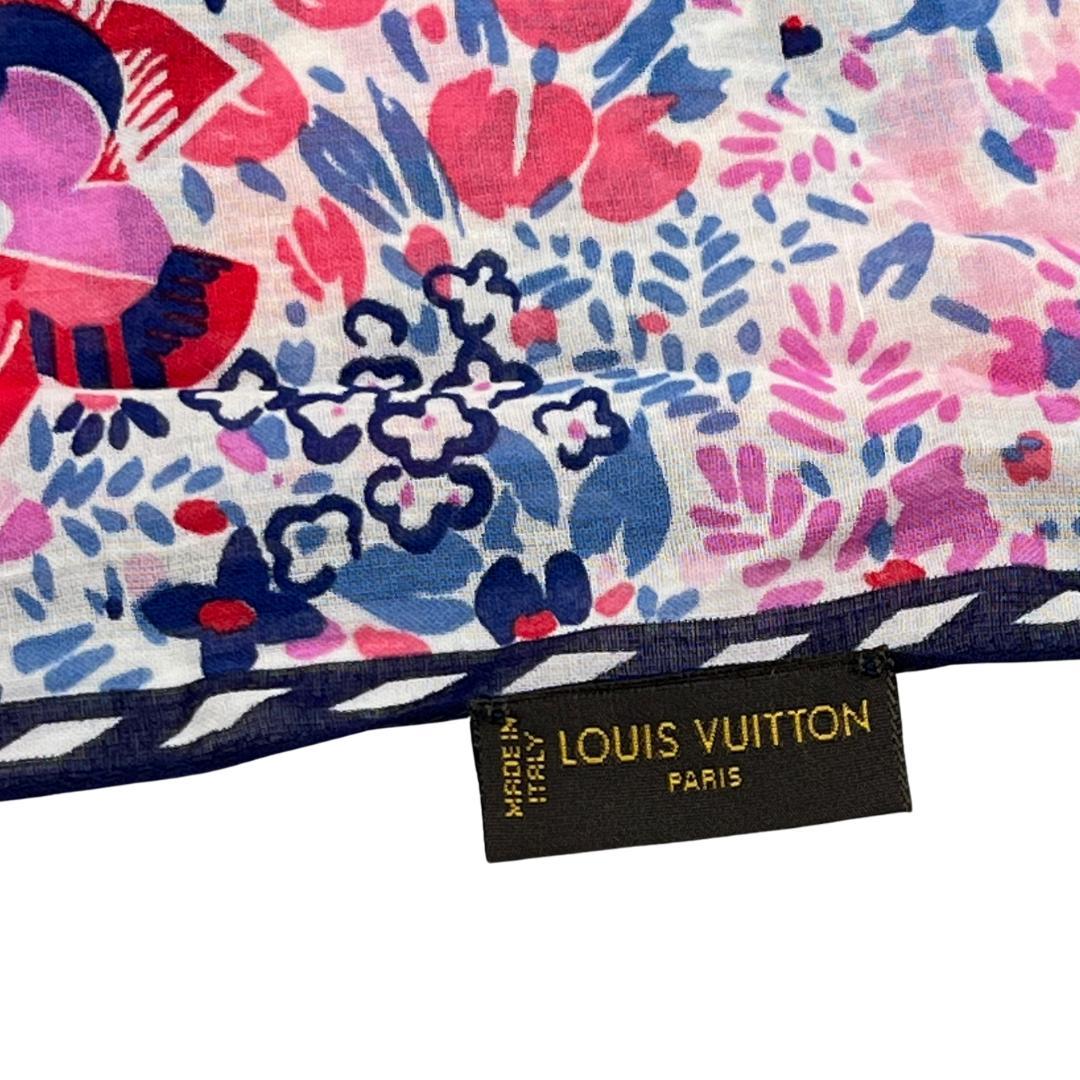 ルイヴィトン LV フローラル柄 スカーフ 三角ストール タッセル付