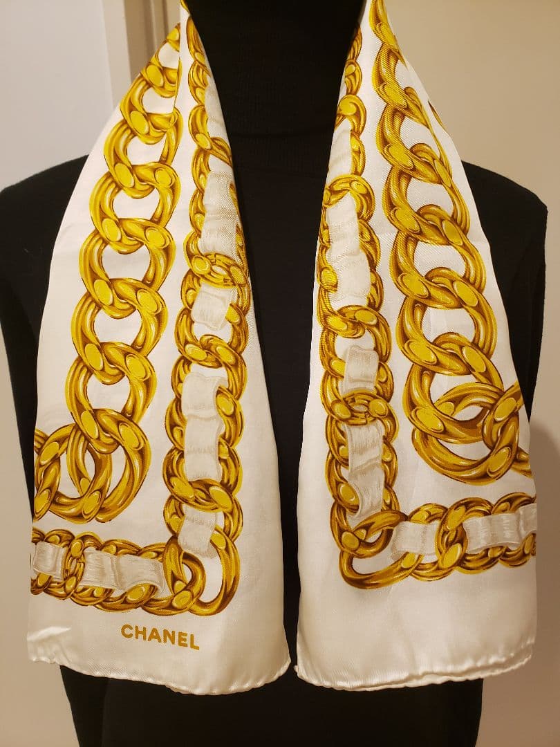 【レアデザイン】CHANEL　ヴィンテージ　ゴールドチェーン　CoCo　シルク
