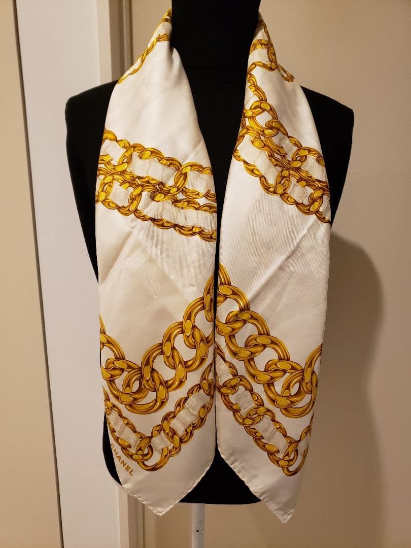 【レアデザイン】CHANEL　ヴィンテージ　ゴールドチェーン　CoCo　シルク