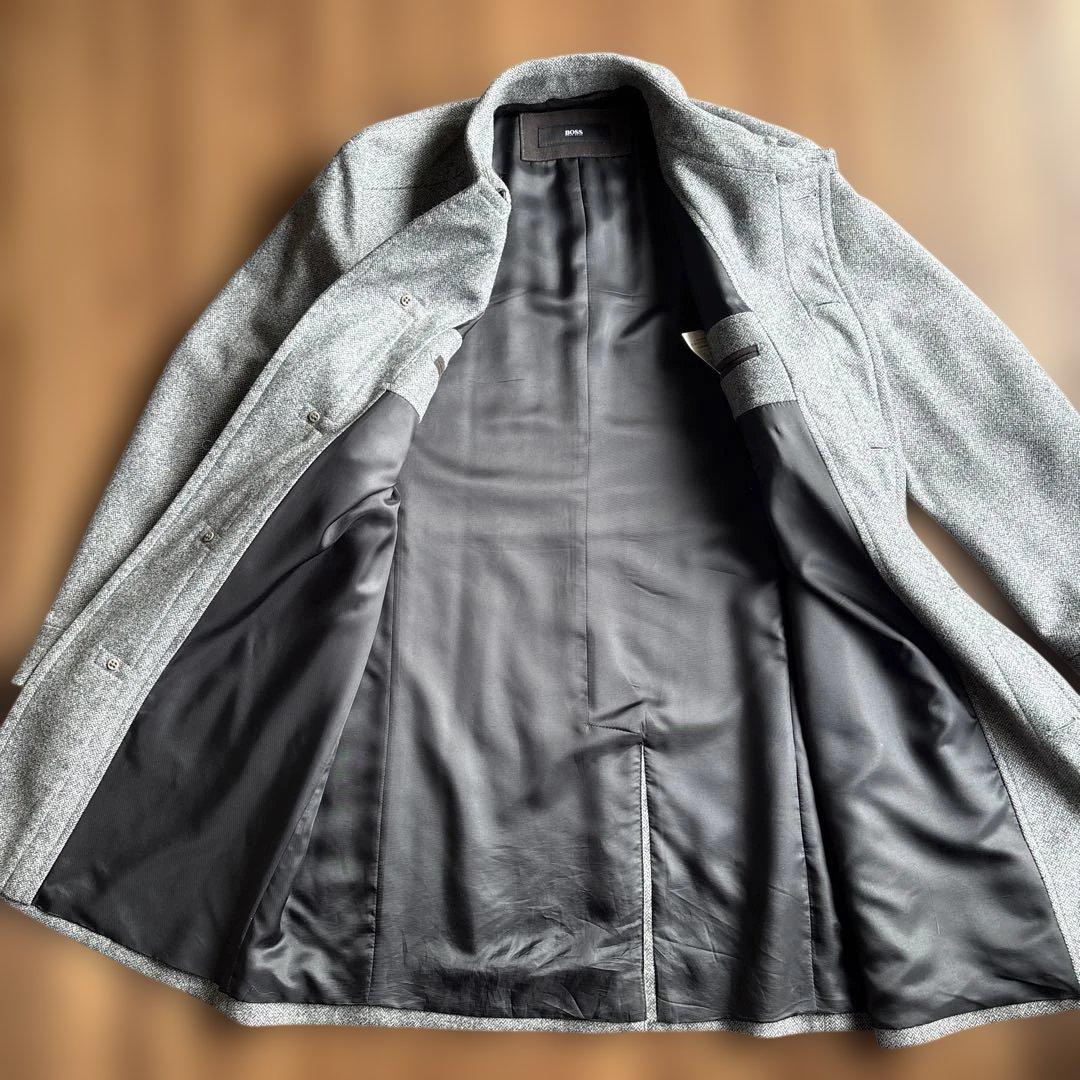 HUGO BOSS グレー ヘリンボン柄ショートコート