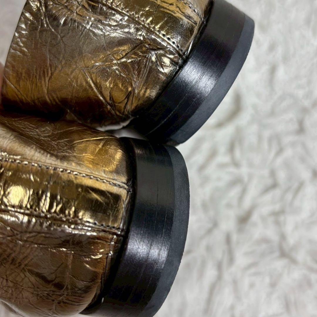 DRIES VAN NOTEN ゴールド レザー ローファー　シューズ