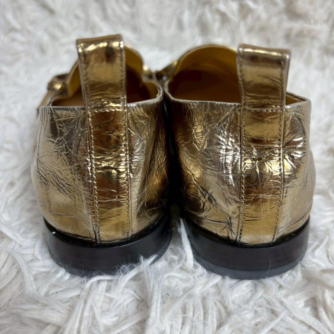 DRIES VAN NOTEN ゴールド レザー ローファー　シューズ