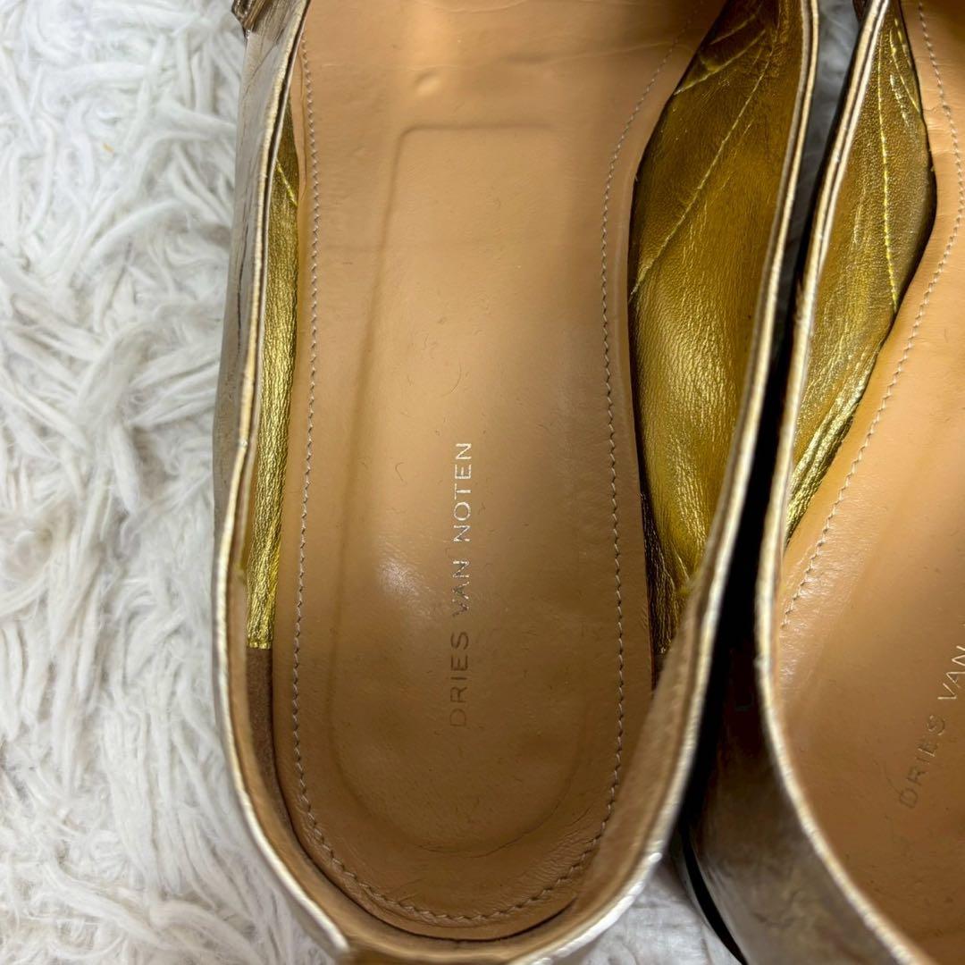 DRIES VAN NOTEN ゴールド レザー ローファー　シューズ