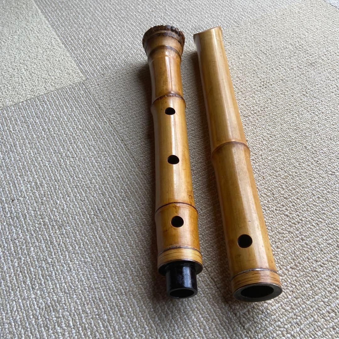 225 尺八本体 ニ尺一寸管　竹治銘竹製 5穴