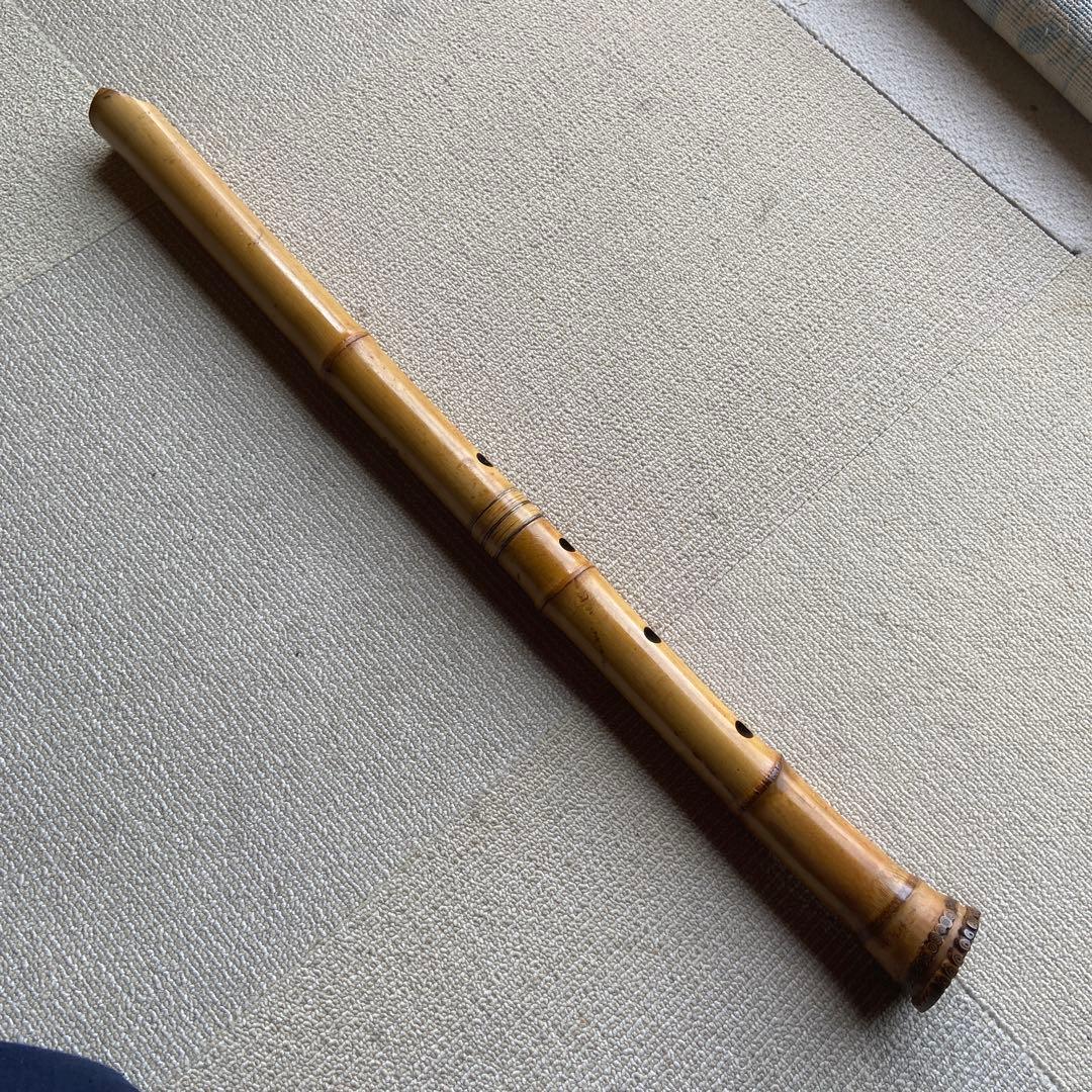 225 尺八本体 ニ尺一寸管　竹治銘竹製 5穴