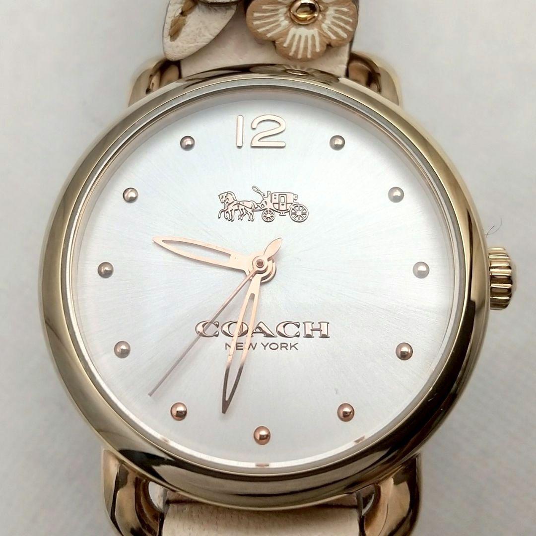 稼働品 箱付き 美品 コーチ 腕時計 レディース フラワーデザイン 馬車
