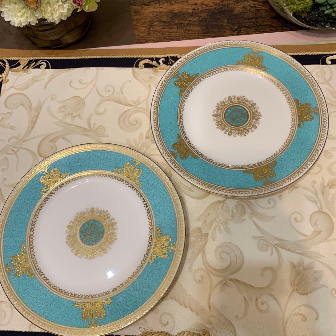 ウェッジウッド コロンビア　パウダー　ターコイズ　17.5cmケーキプレート