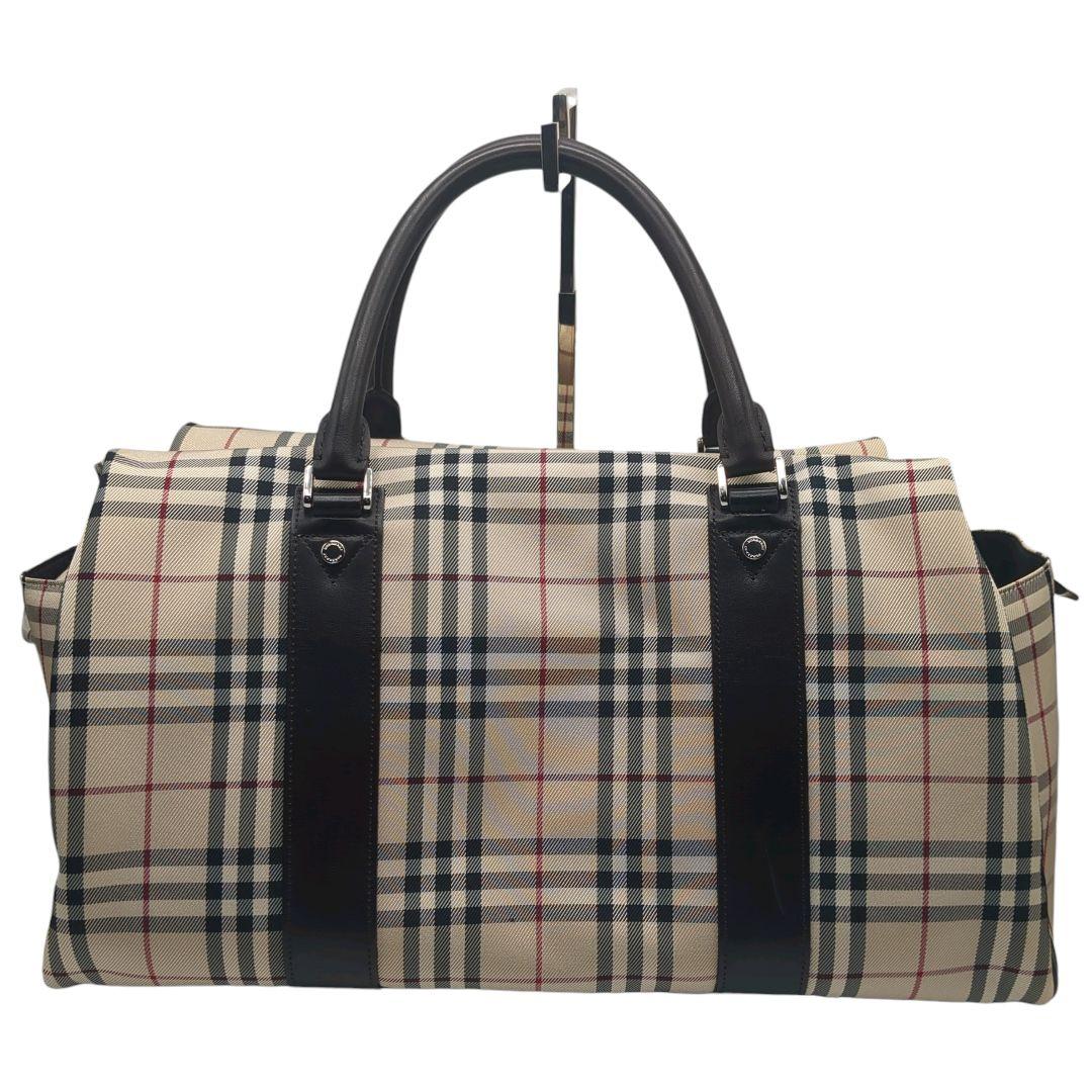 【美品】バーバリー ボストンバッグ 2WAY ロゴプレート ノヴァチェック