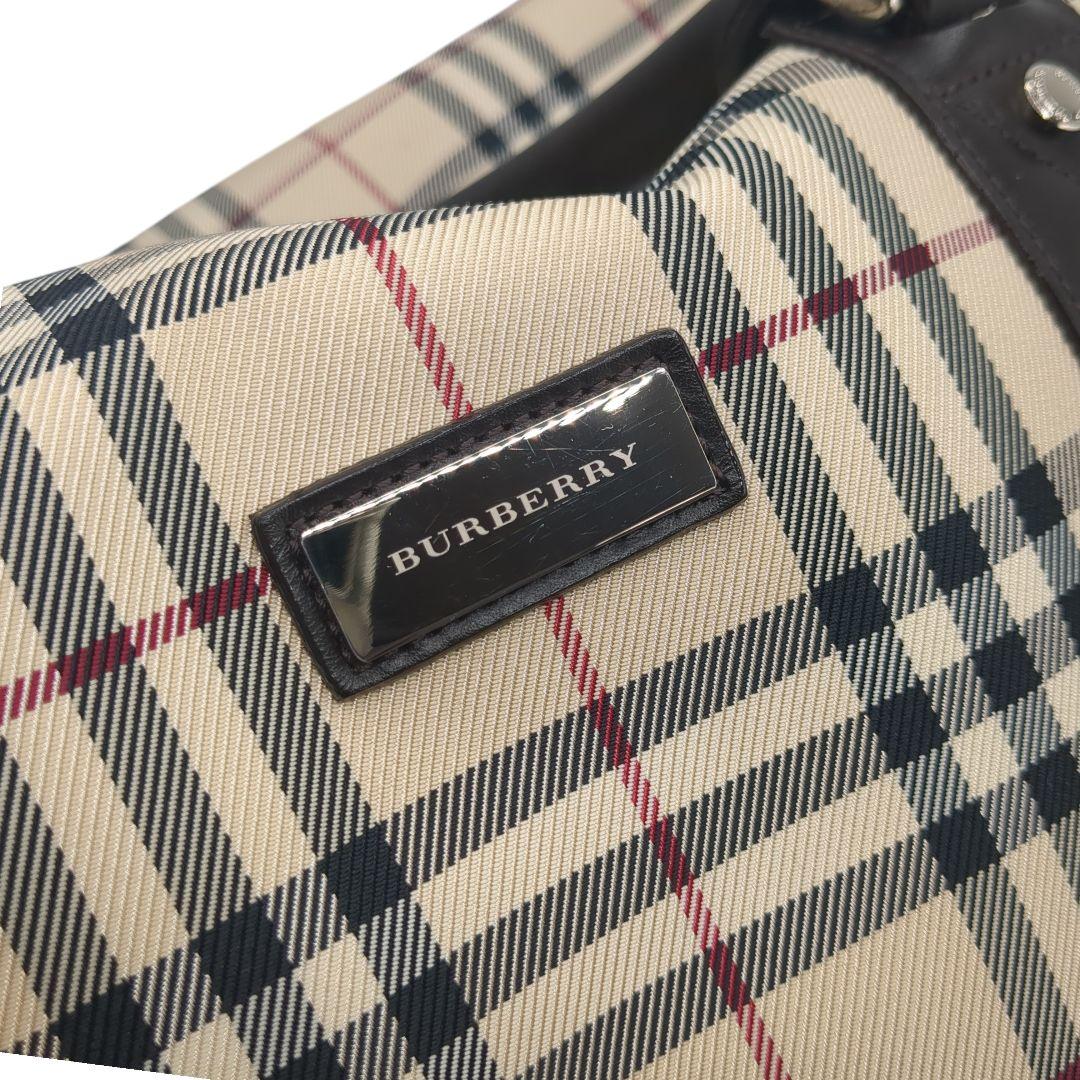 【美品】バーバリー ボストンバッグ 2WAY ロゴプレート ノヴァチェック