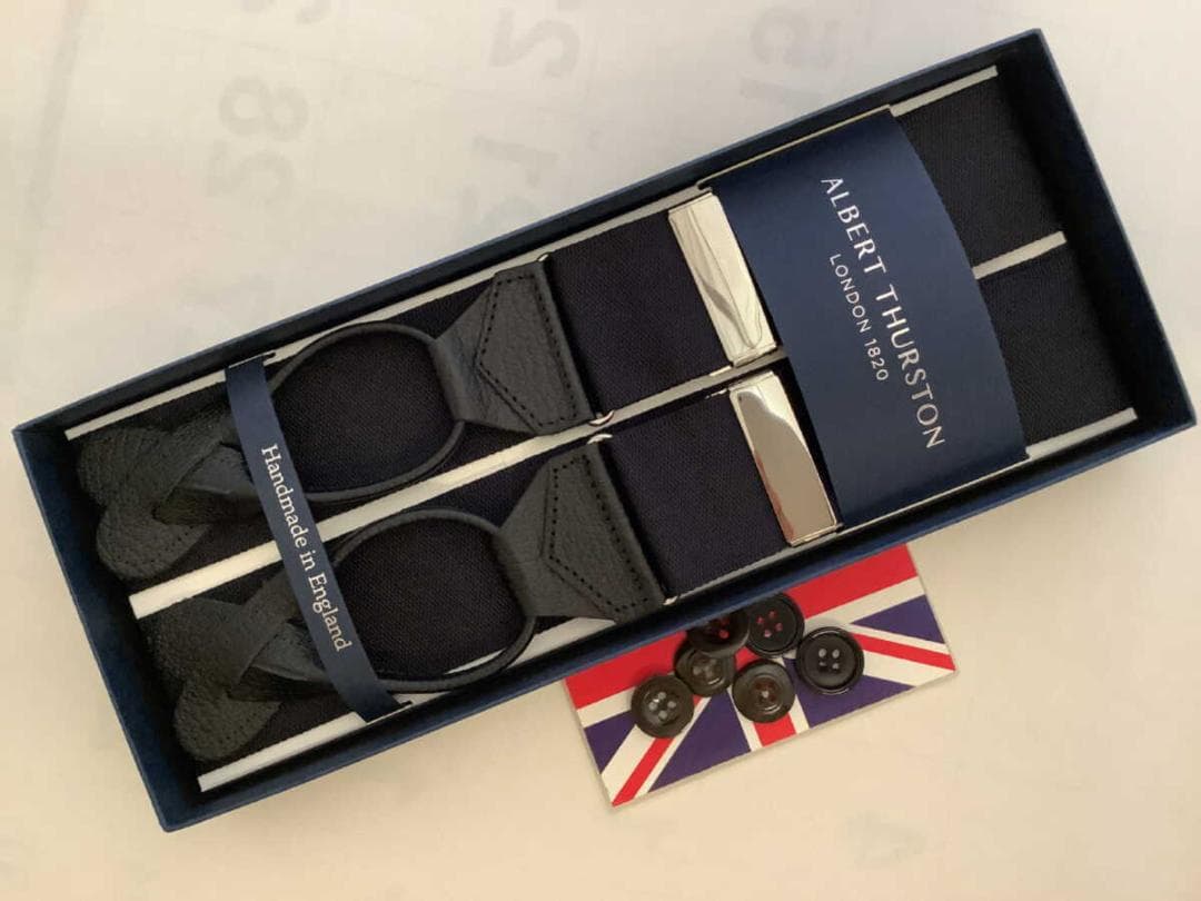 サスペンダー英国製アルバートサーストンクラシック6ボタン留上級非伸縮NYSL