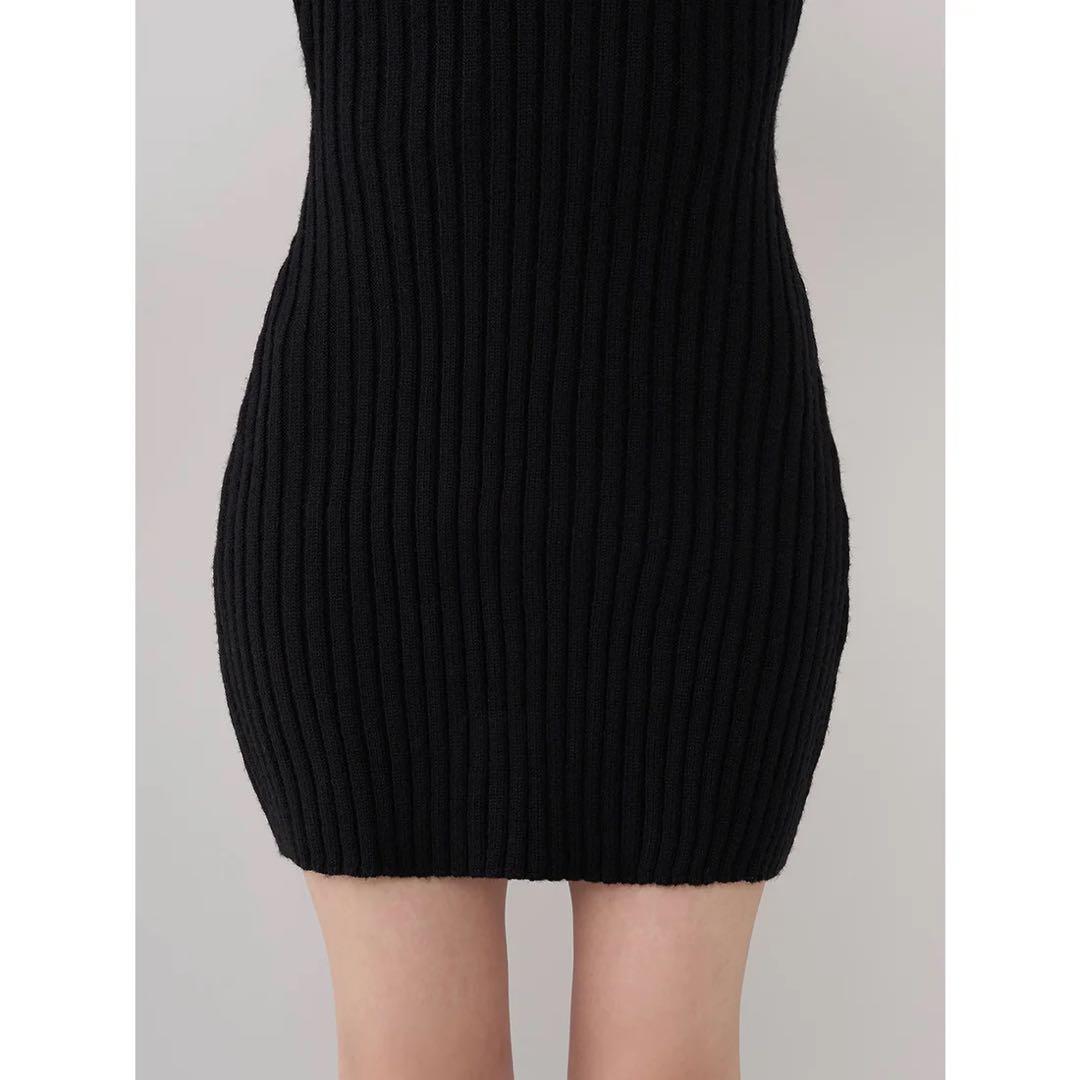 新品タグつき ダーリッチ レイヤードライクニットミニワンピース ブラック