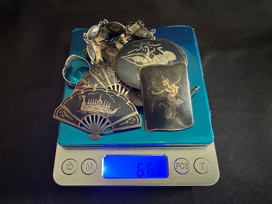Siam Sterling アンティークアクセサリー10点セット/タイ骨董/銀