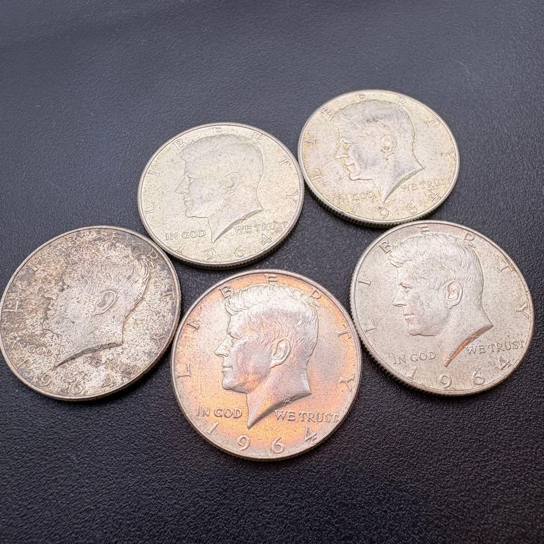 1964年 ケネディ ハーフダラー ドル 50セント 5枚 アメリカ銀貨