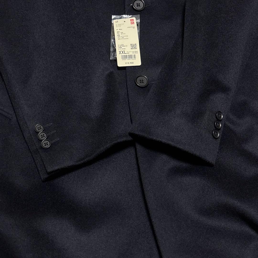 【新品未使用】ユニクロ　カシミヤチェスターコート　ネイビー　XXL