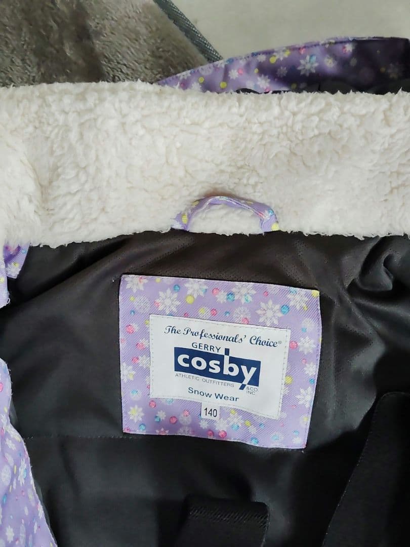 美品 cosby スキーウェア 140サイズ 紫色 ニット帽靴下グローブセット