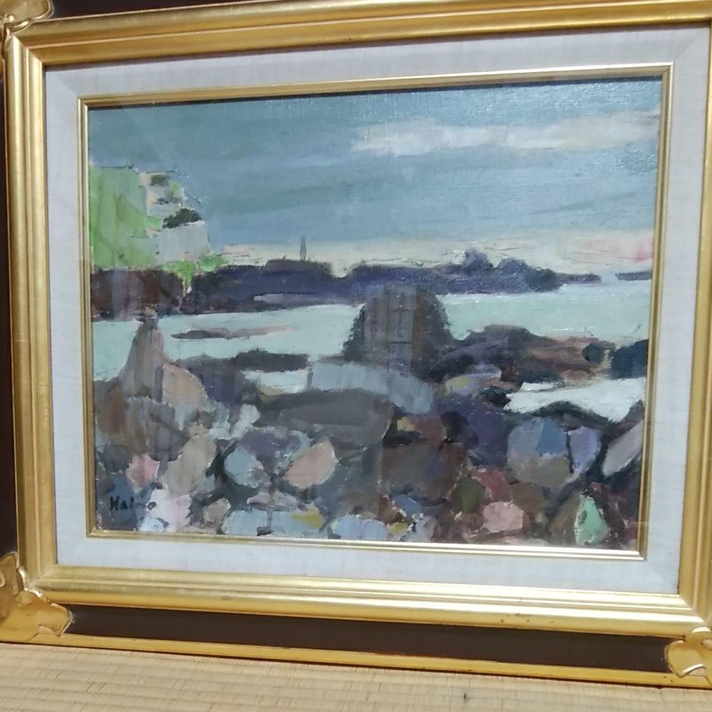 灰野文一郎　F6 男鹿の岩礁　白日会会員　栃木県文化功労者