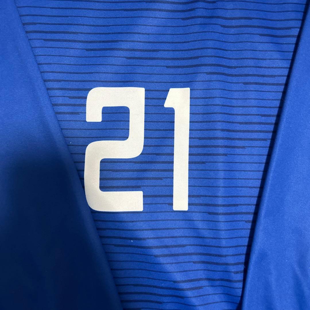 市立船橋 サッカーシャツ 刺繍 青 21 美品　本日中値下げ