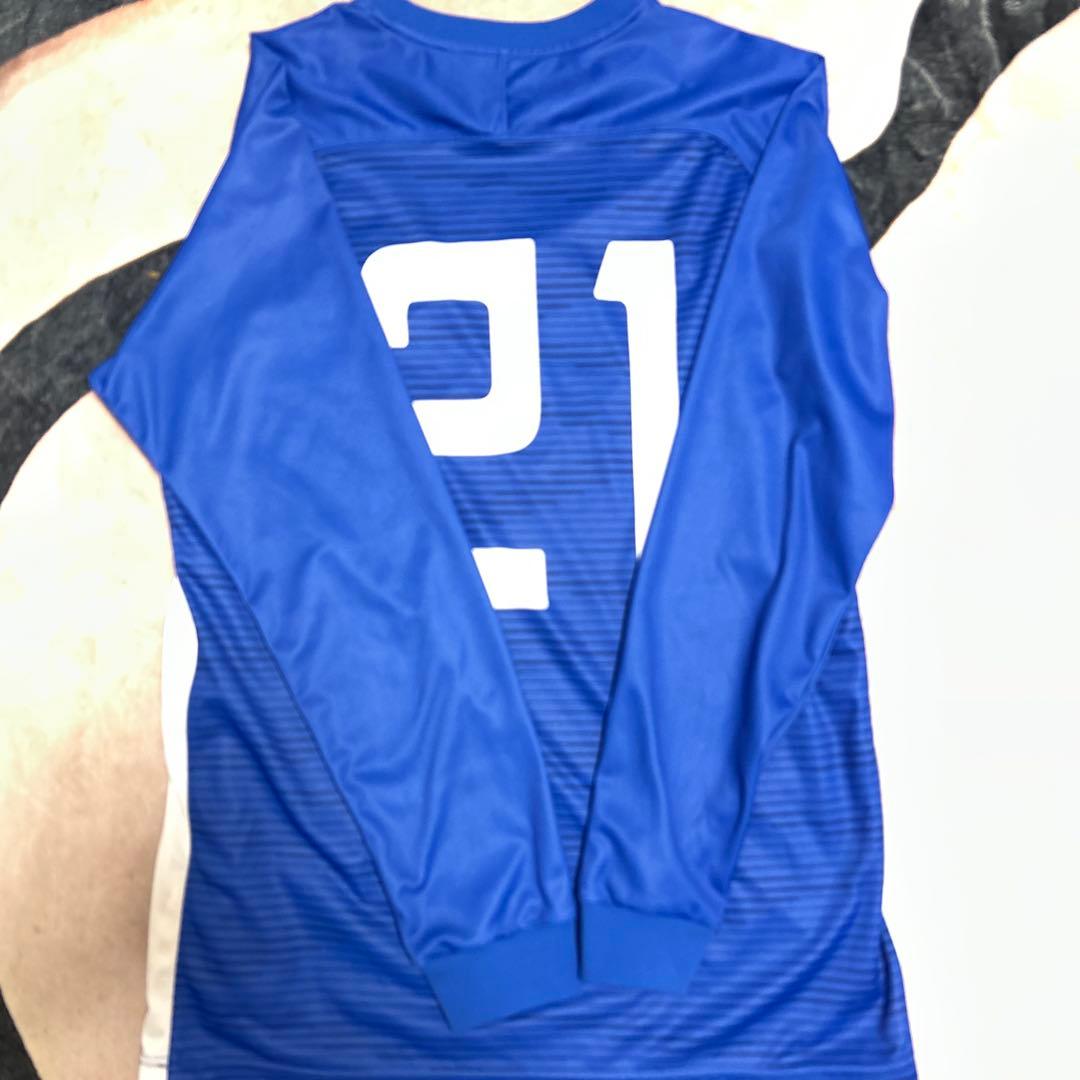市立船橋 サッカーシャツ 刺繍 青 21 美品　本日中値下げ