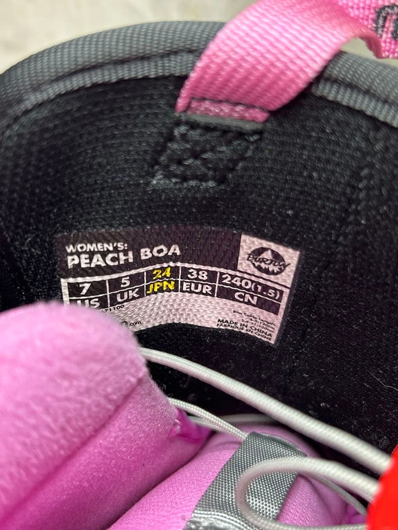 Burton peacスノーボードブーツ 24cm ブラック　ピンク BOA