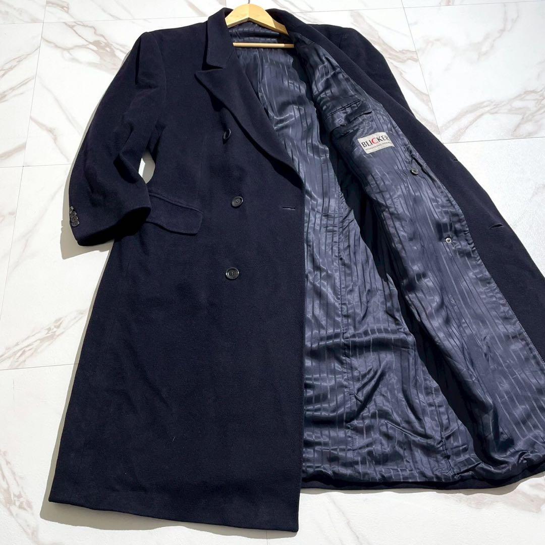 【美品✨】BLICKER ダブルチェスターコート カシミヤ100% ネイビーXL