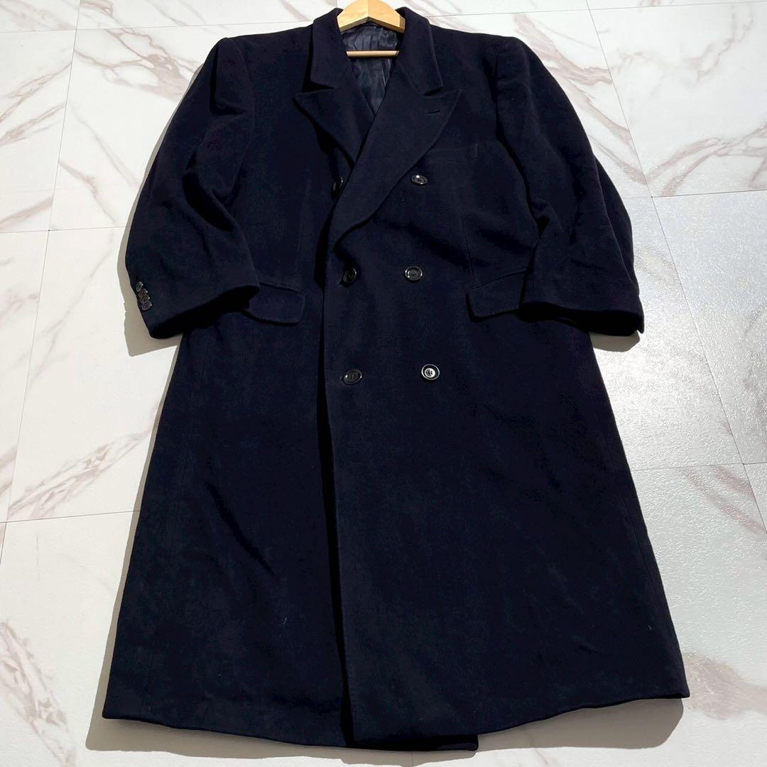 【美品✨】BLICKER ダブルチェスターコート カシミヤ100% ネイビーXL