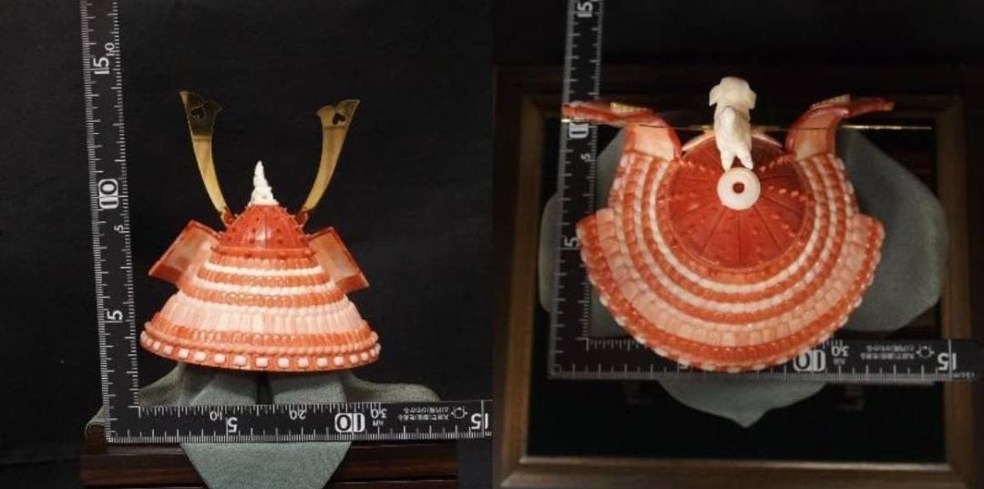 前川泰山 珊瑚彫刻 端午の節句 珊瑚 サンゴ 誕生石 鑑賞石 インテリア 置物