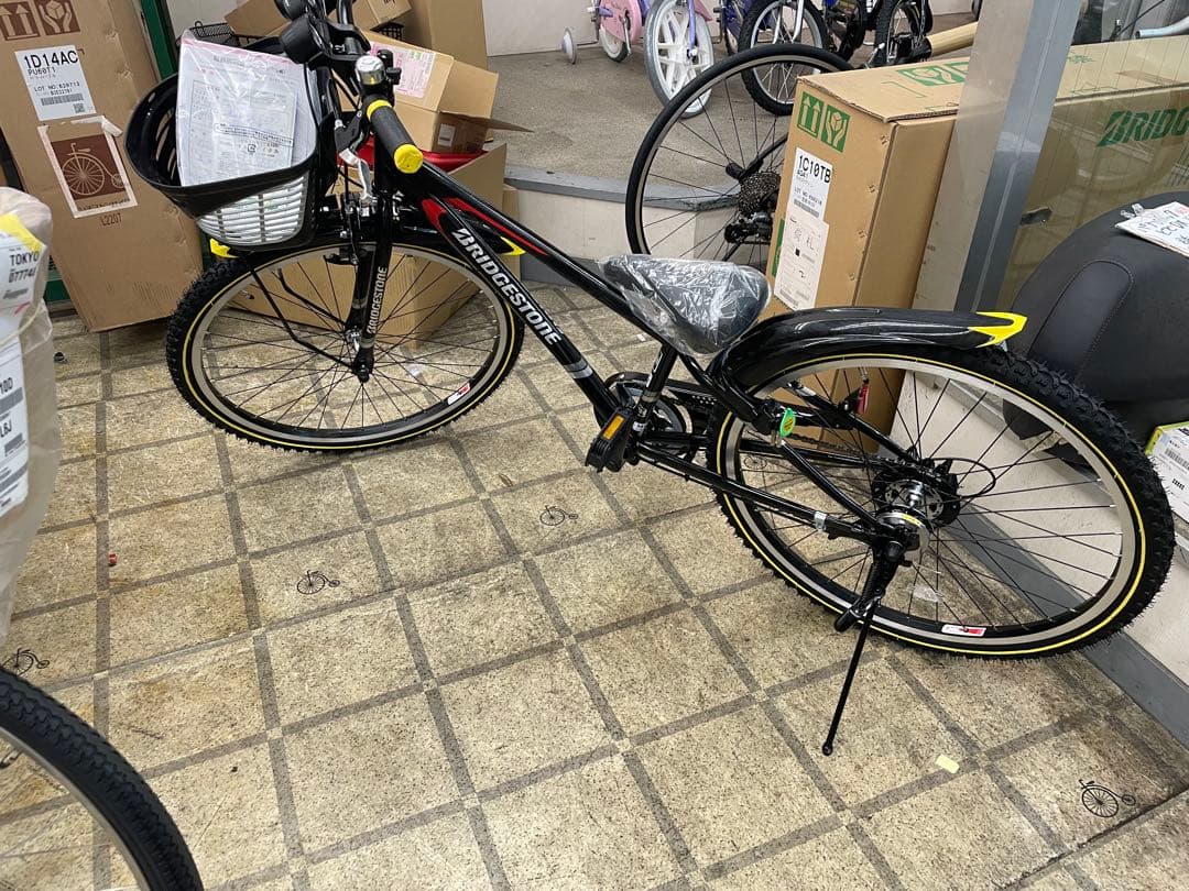 新品　ブリヂストン 子供用自転車 ブラック バスケット付き　26インチ