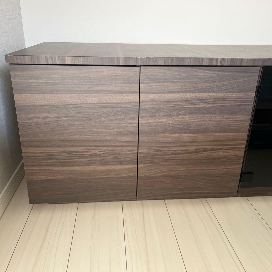 ダークブラウン 木製 テレビボード ガラス扉付き　フルオーダー　日本製