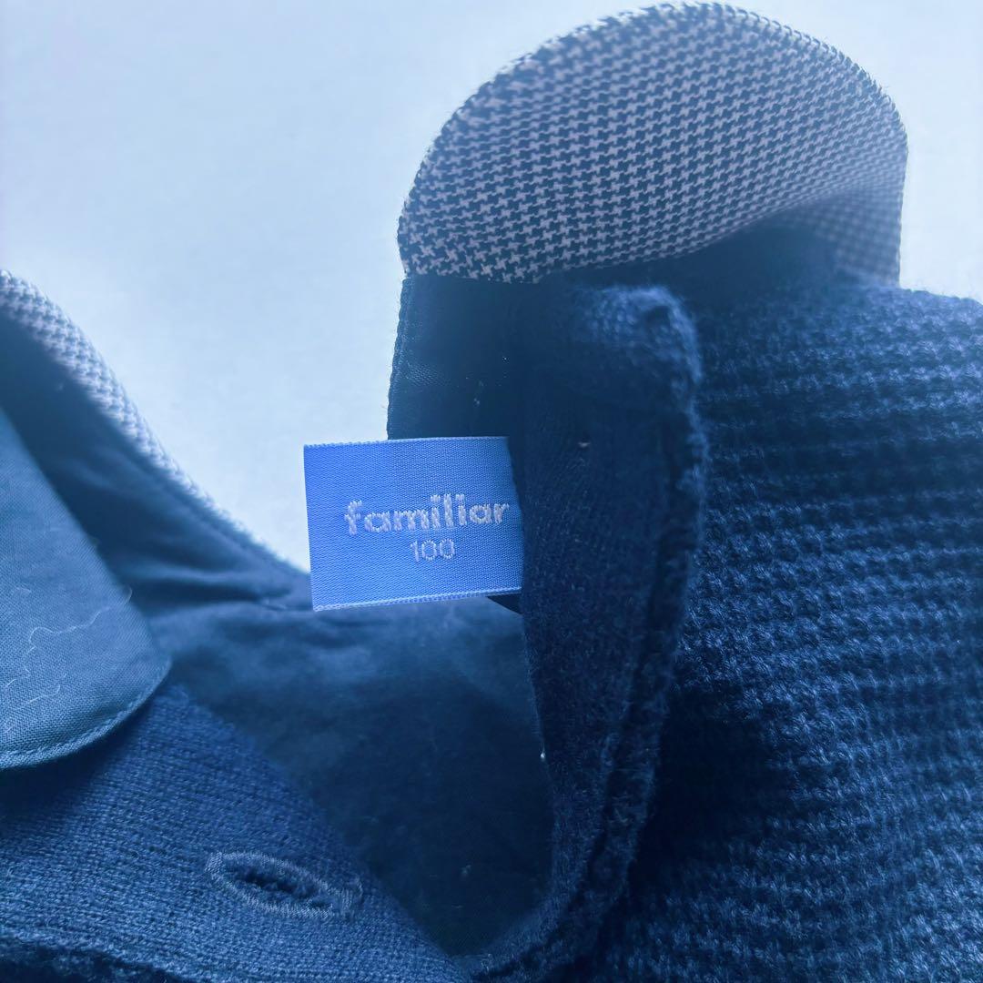 極美品 familiar 日本製 ドッキングワンピース ニット 千鳥格子 100