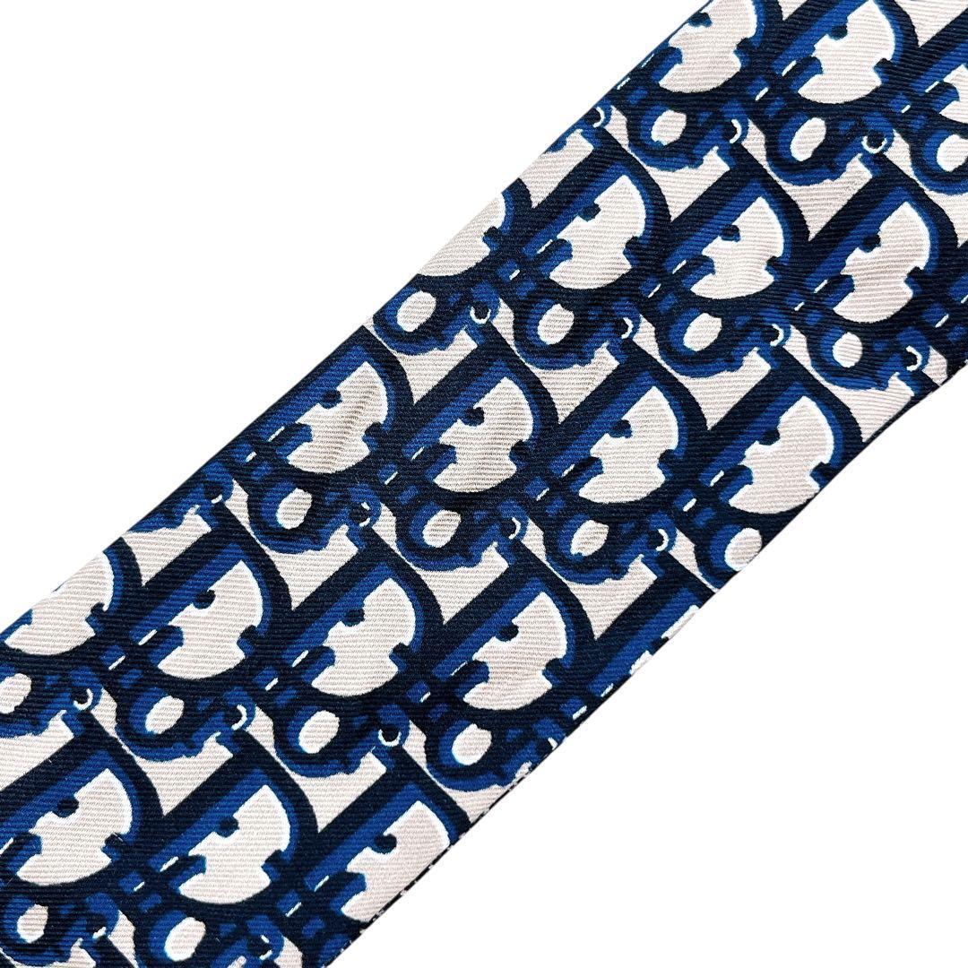 美品 ディオール ミッツァ スカーフ シルク オブリーク ネイビー レディース