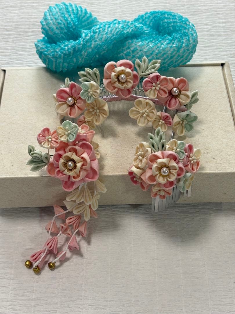 七五三に♡日本髪 髪飾り くすみカラー かんざしとかのこセット