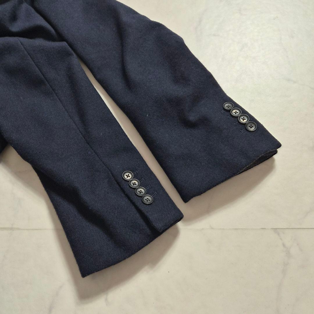 【美品 LL】スーツセレクト 尾州ウール チェスターコート ネイビー