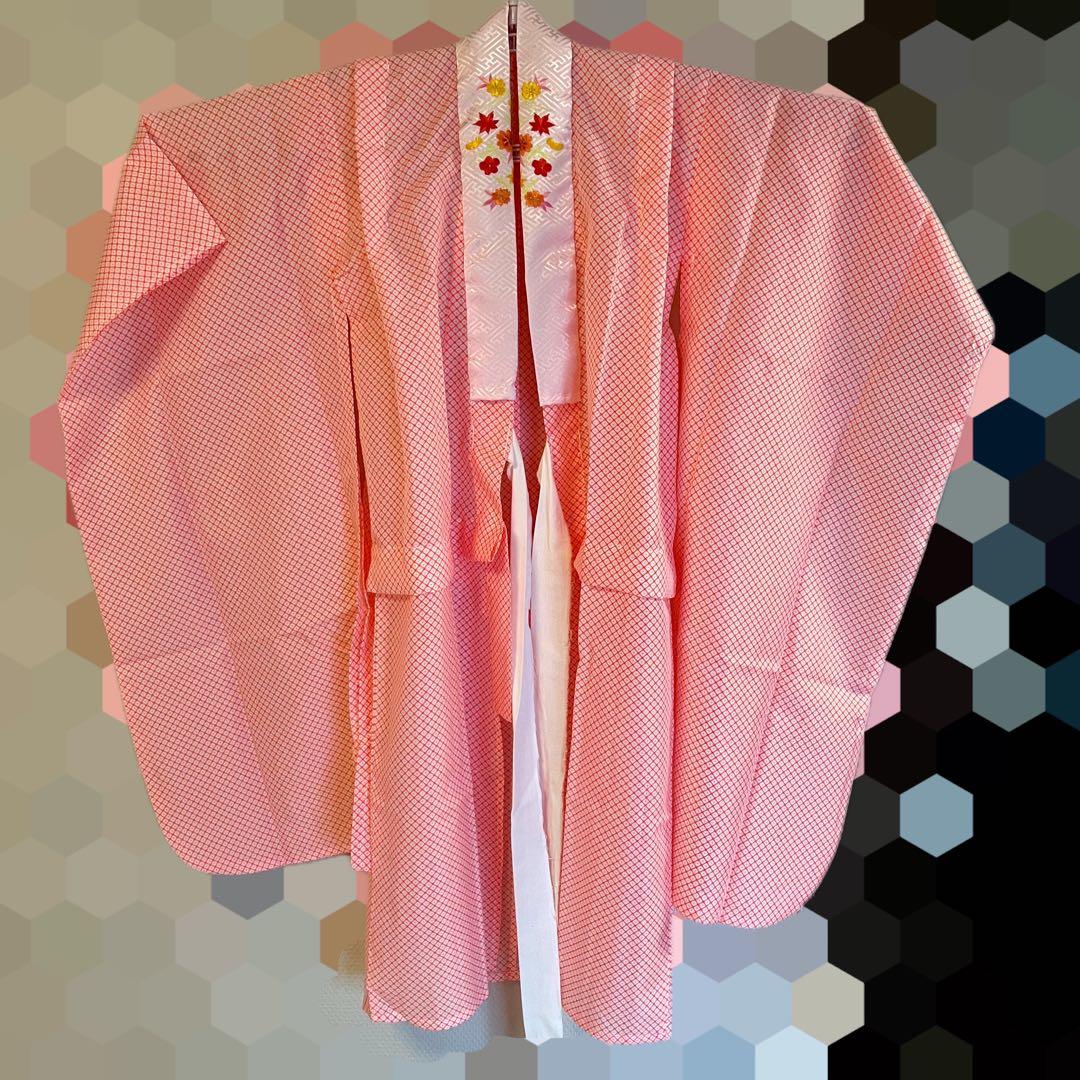 七五三 セット7歳 女の子 手毬 梅 オレンジ系 ピンク 花御所車 金プリント