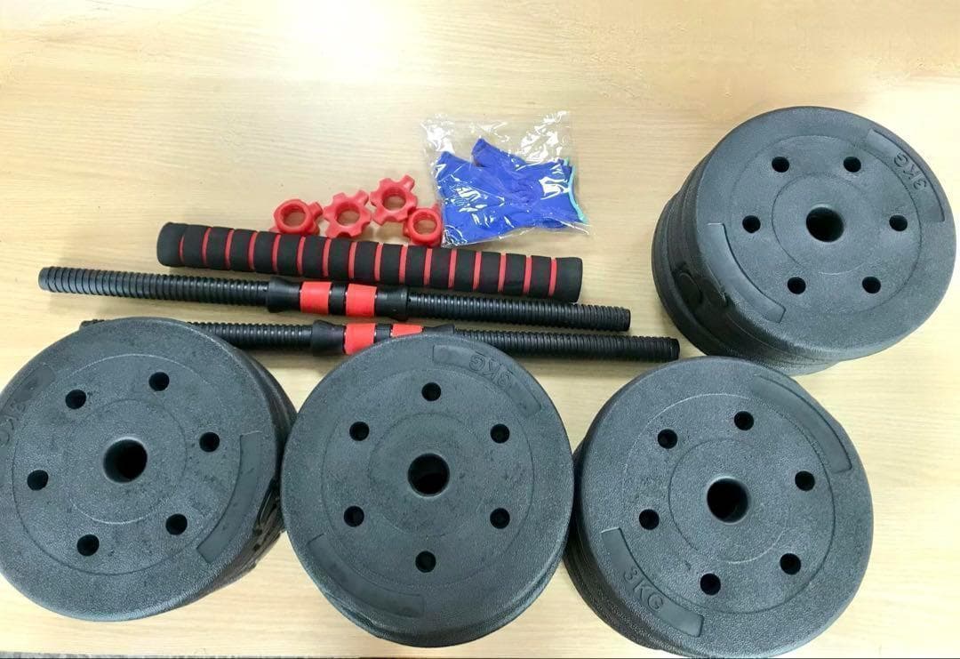 ★計50kg｜バーベルにもなるダンベル｜25kg×2個セット 可変式プレートb4